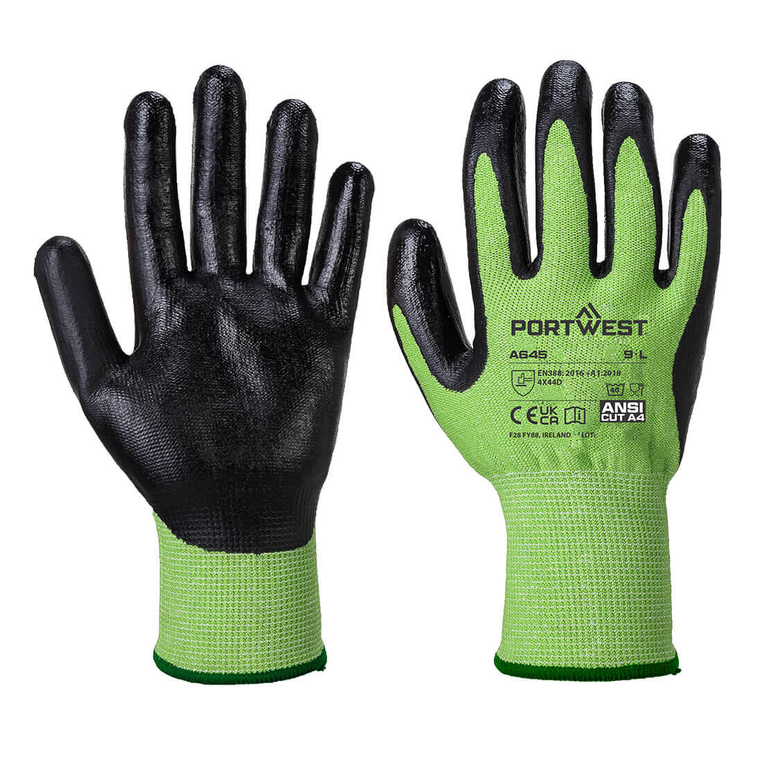 A645 Cut D13 Nitrile Green Glove Green/Black