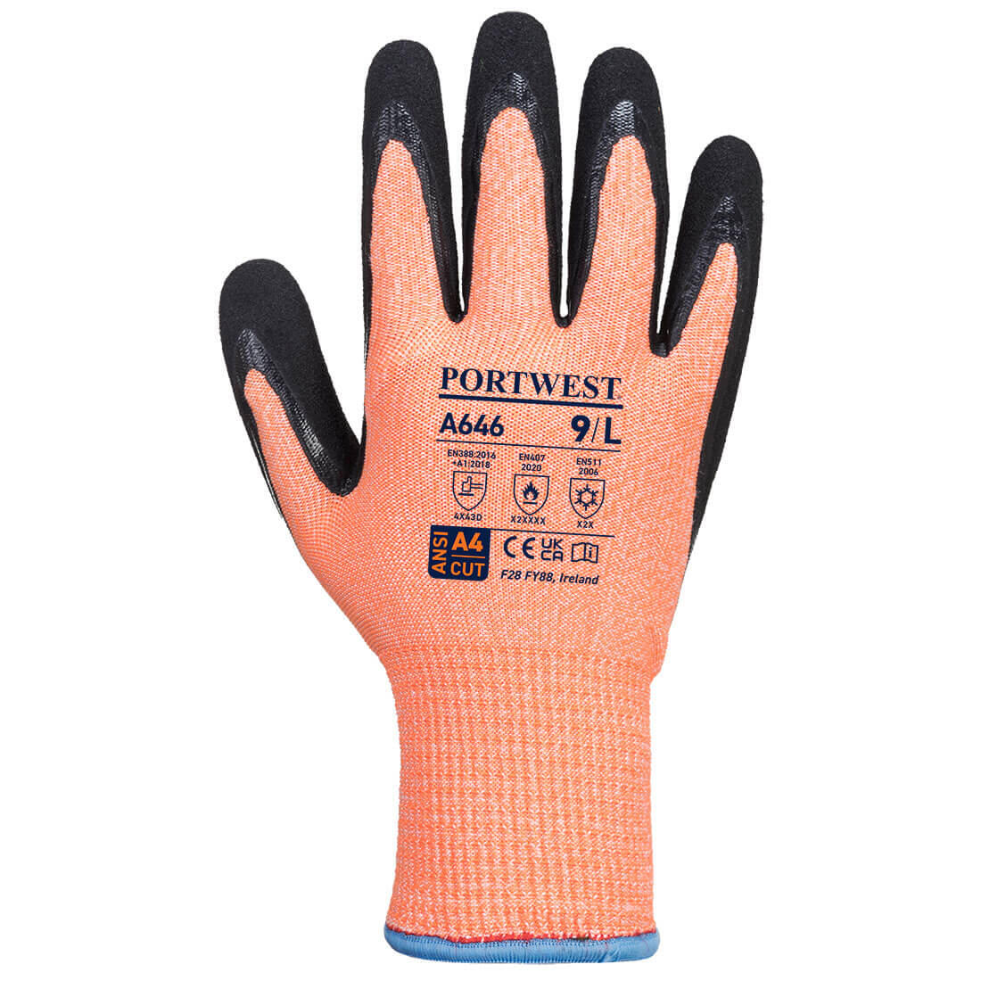 A646 Cut D13 Nitrile Viz-Tex Cold Glove Orange/Black - Image 2