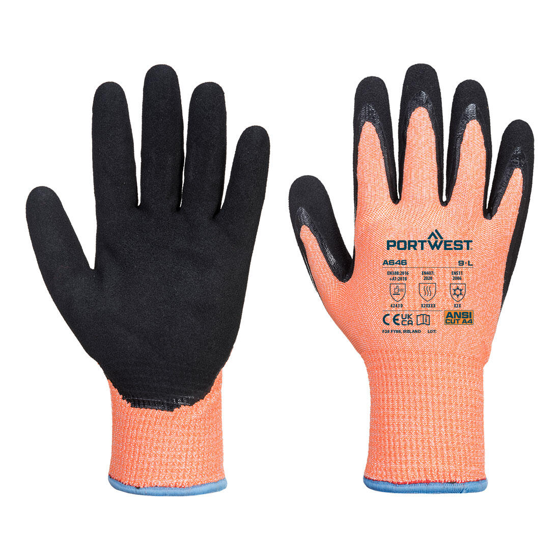 A646 Cut D13 Nitrile Viz-Tex Cold Glove Orange/Black