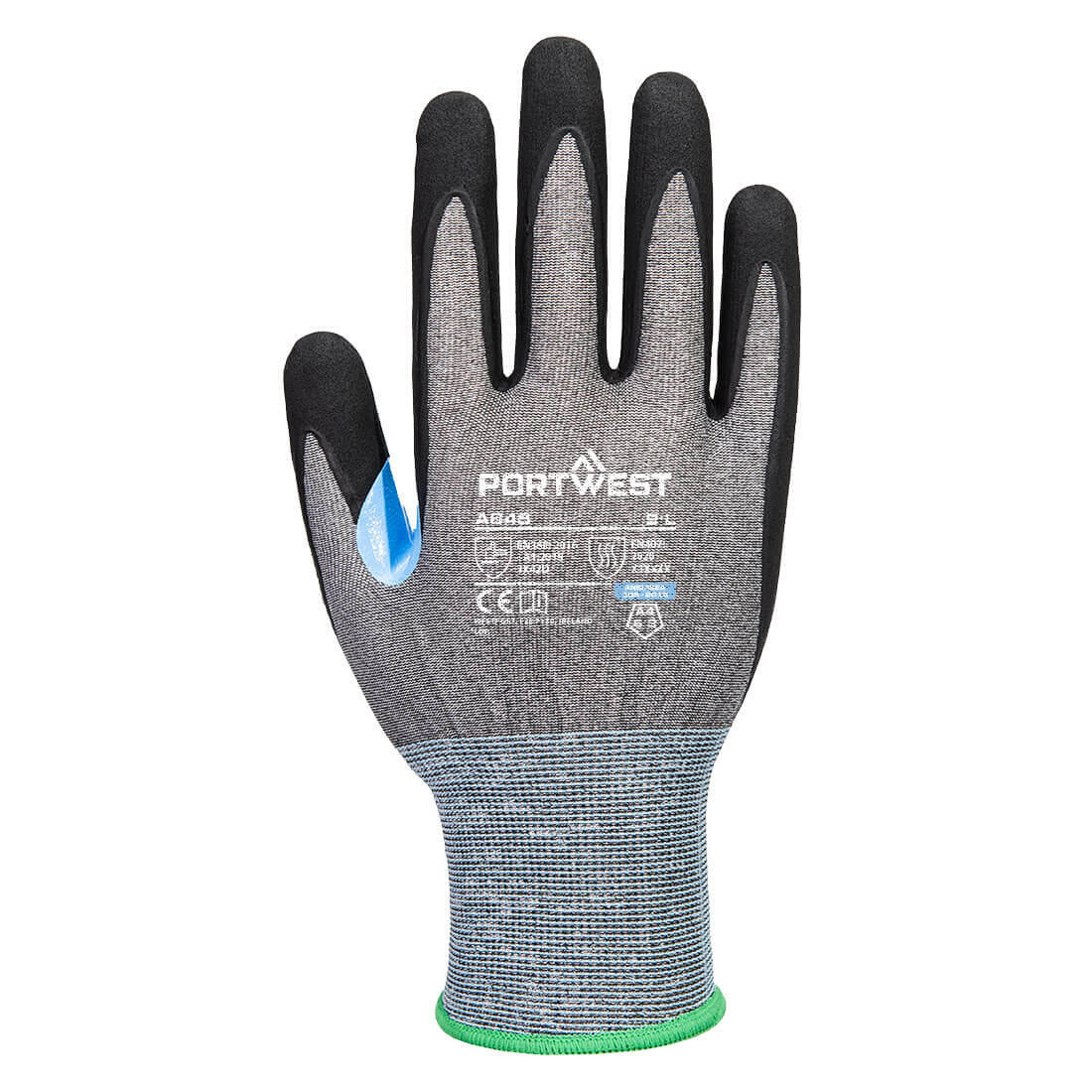 A648 CS Cut D21 Nitrile Glove Grey/Black - Image 2