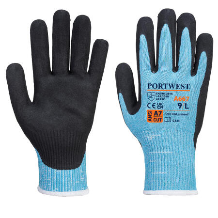 Portwest A667 Claymore Cut F13 Nitrile Glove Blue/Black