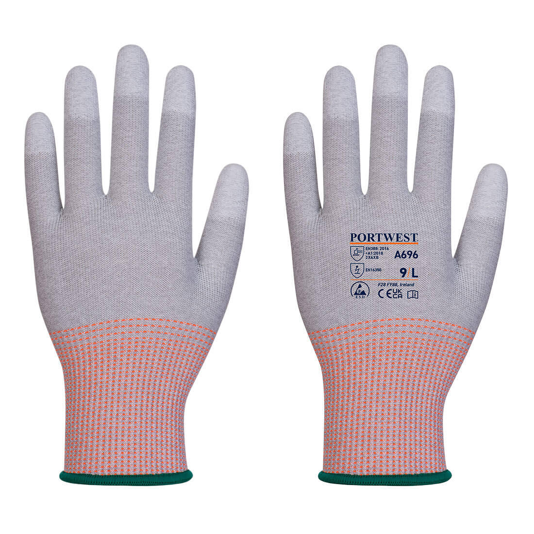 Portwest A696 LR13 ESD PU Fingertip Cut Glove Grey/White
