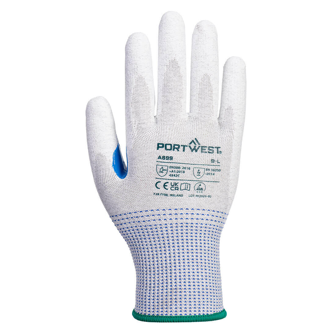 A699 MR13 ESD PU Palm Glove Grey/White - Image 2