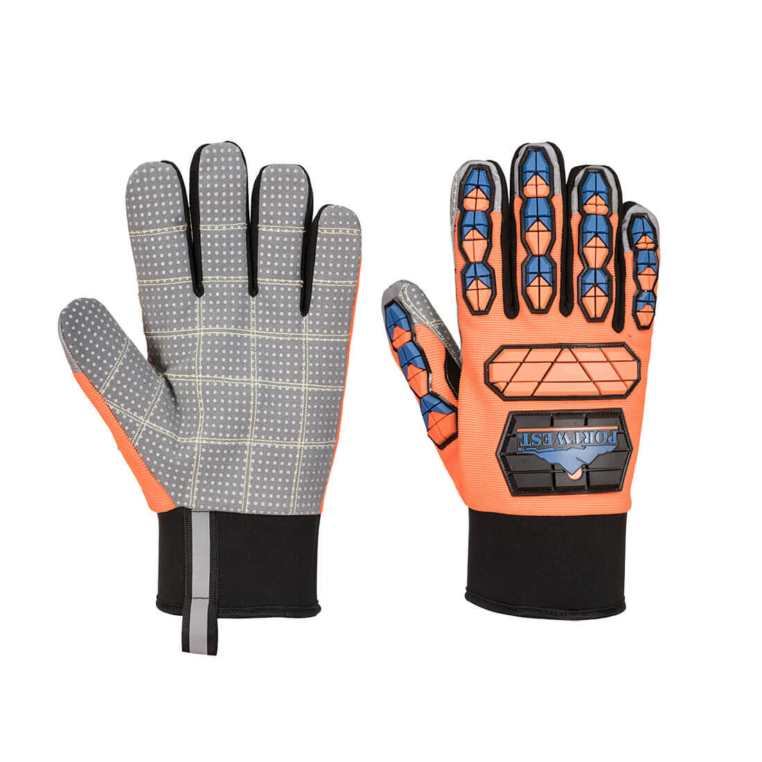 A726 Impact B205 Waterproof Dotted Palm Glove Orange/Blue