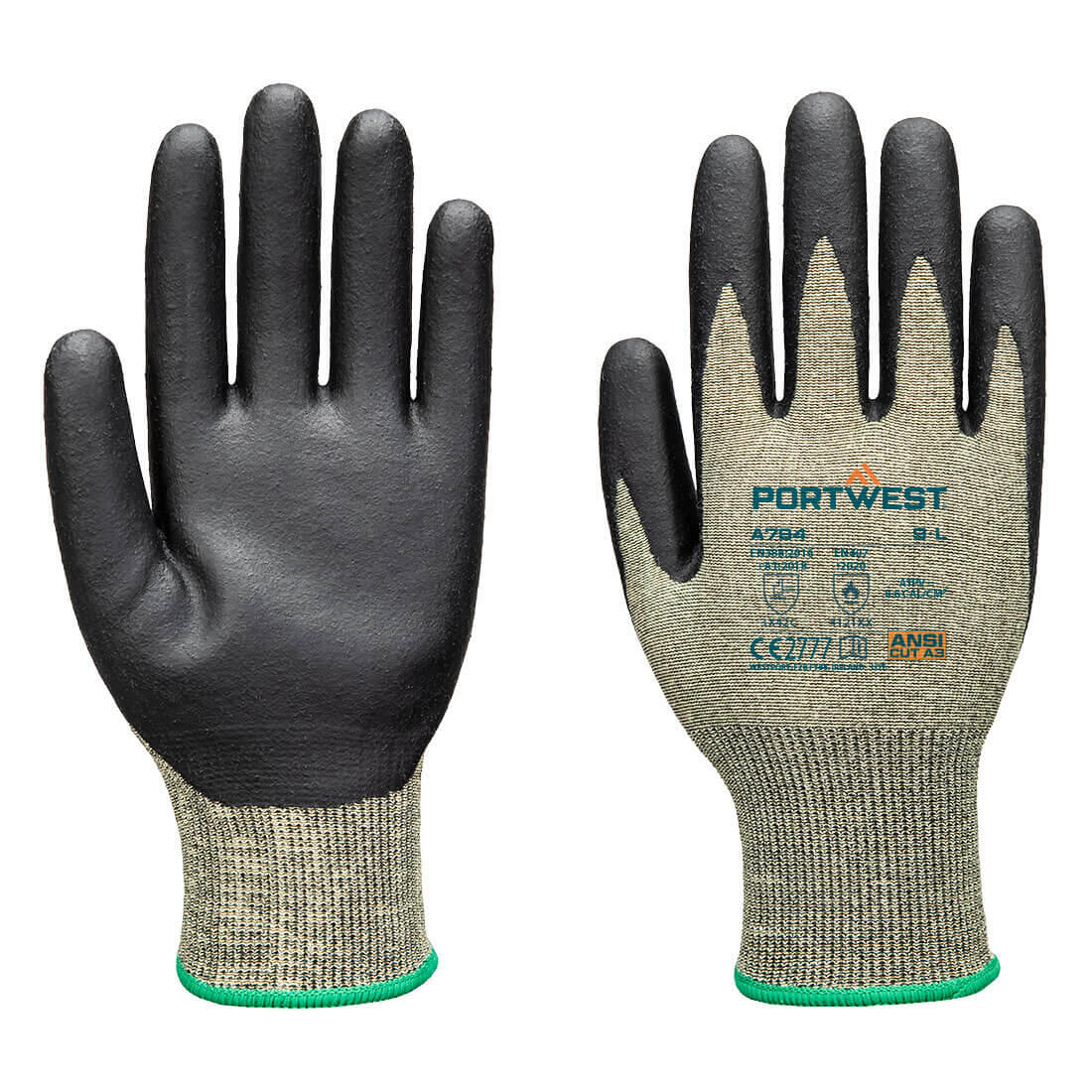 A784 Arc Cut C18 Level 2 Glove Green/Black