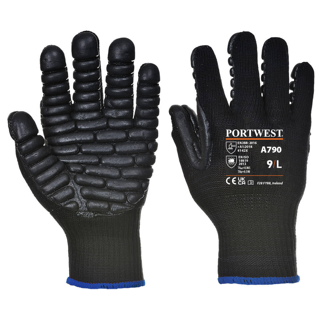 A790 Anti-Vibration 10 Rubber Chloroprene Glove Black