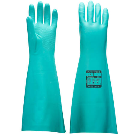 A813 Chem 480 Nitrile Extended Gauntlet Green