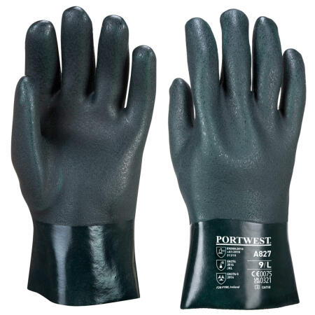 A827 Chem 270 PVC Double Dipped Gauntlet Green