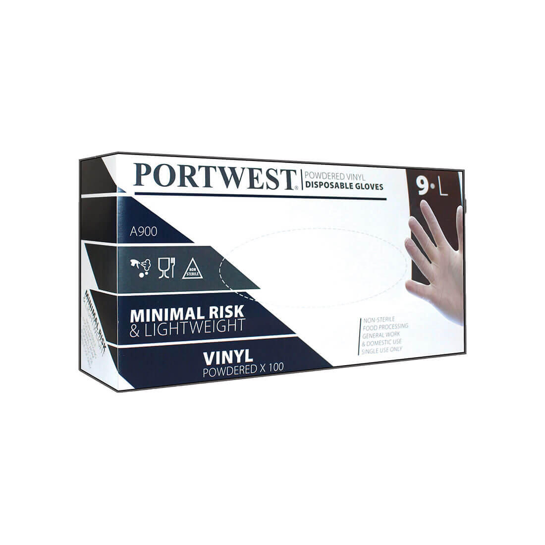 A900 Powdered Vinyl Disposable Glove (Pk100) Clear - Image 2