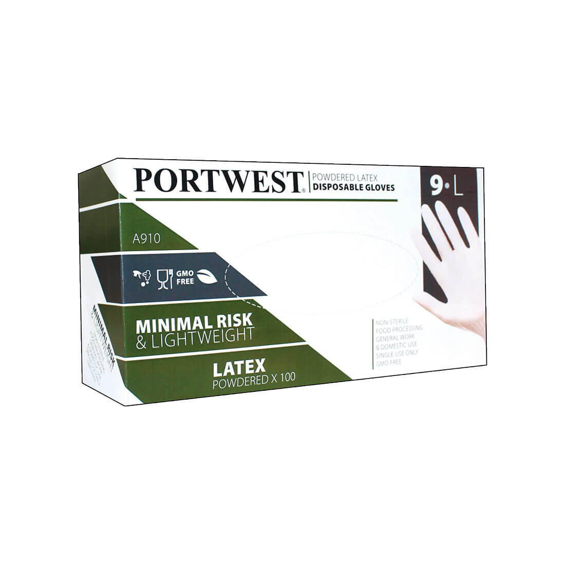 A910 Powdered Latex Disposable Glove (Pk100) White - Image 2