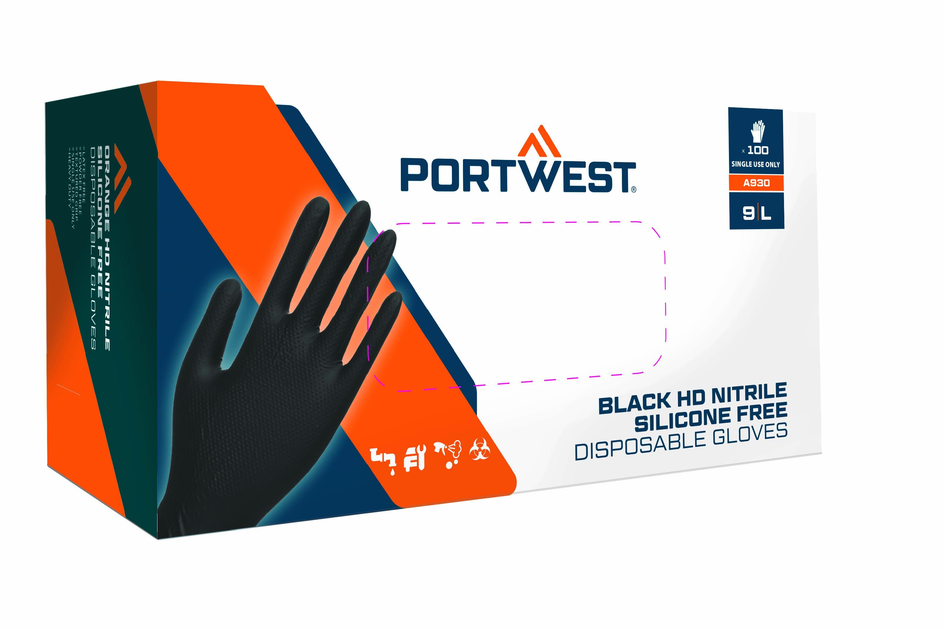 A930 Disp 7 mil Disposable Glove (Pk100) Black