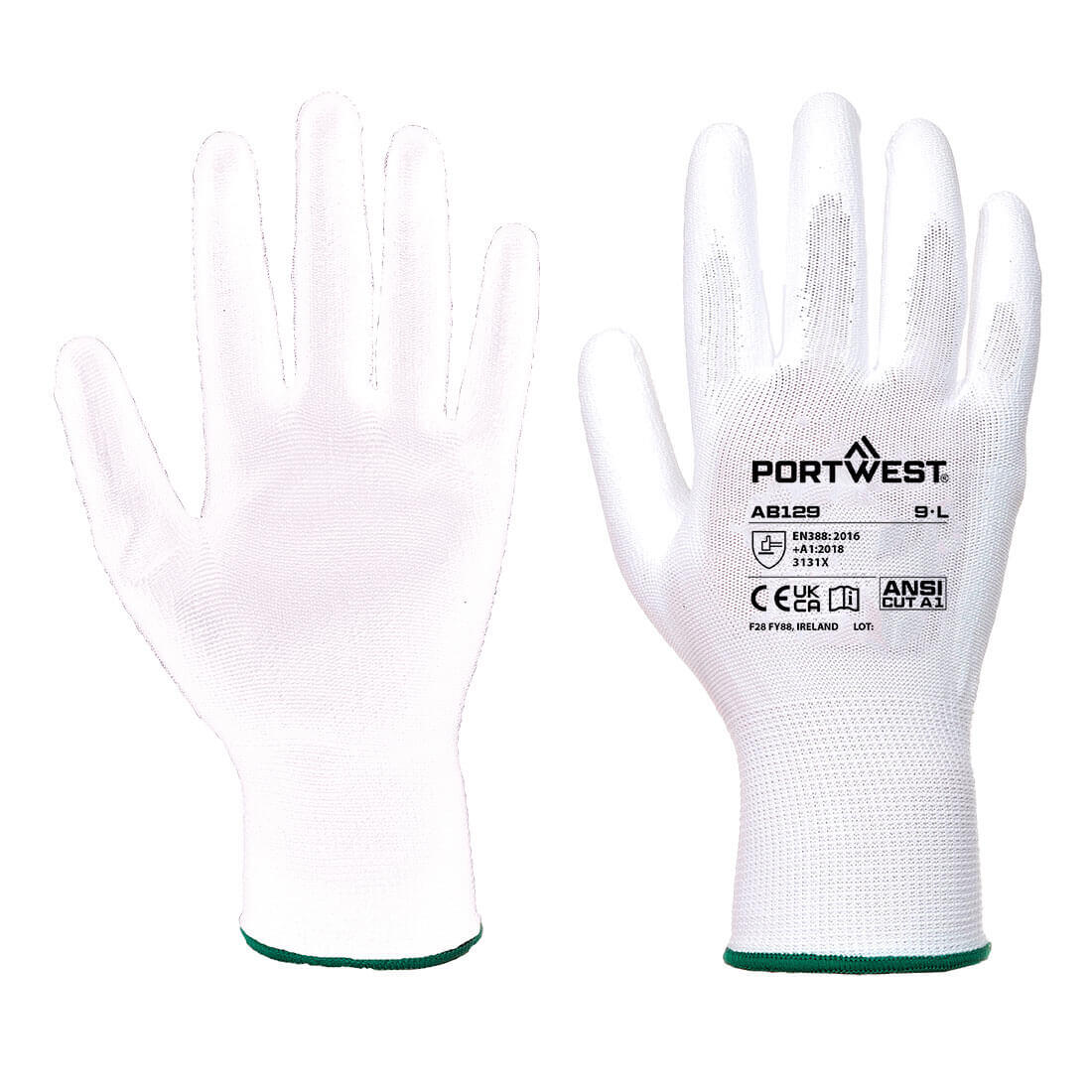 AB129 Grip 13 PU Palm Essential Full Box (288 Pairs) White