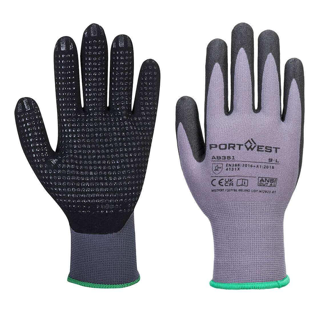 AB351 Grip 15 Nitrile Sandy Dotted Essential Multipack (Pk12) Grey/Black