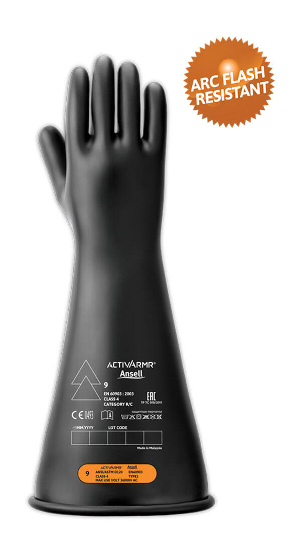 High Voltage Electrical Insulating Glove (Class 4) Black