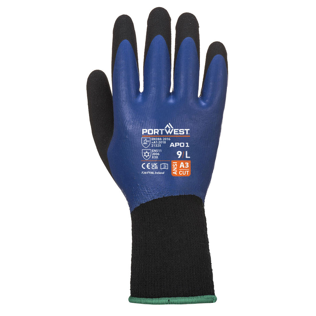 AP01 Cold 13 Latex Aqua Glove Blue/Black - Image 2