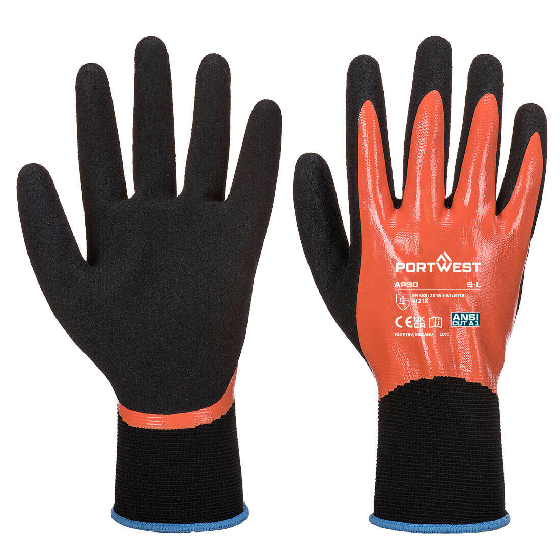 AP30 Grip 13 Nitrile Foam Aqua Glove Orange/Black