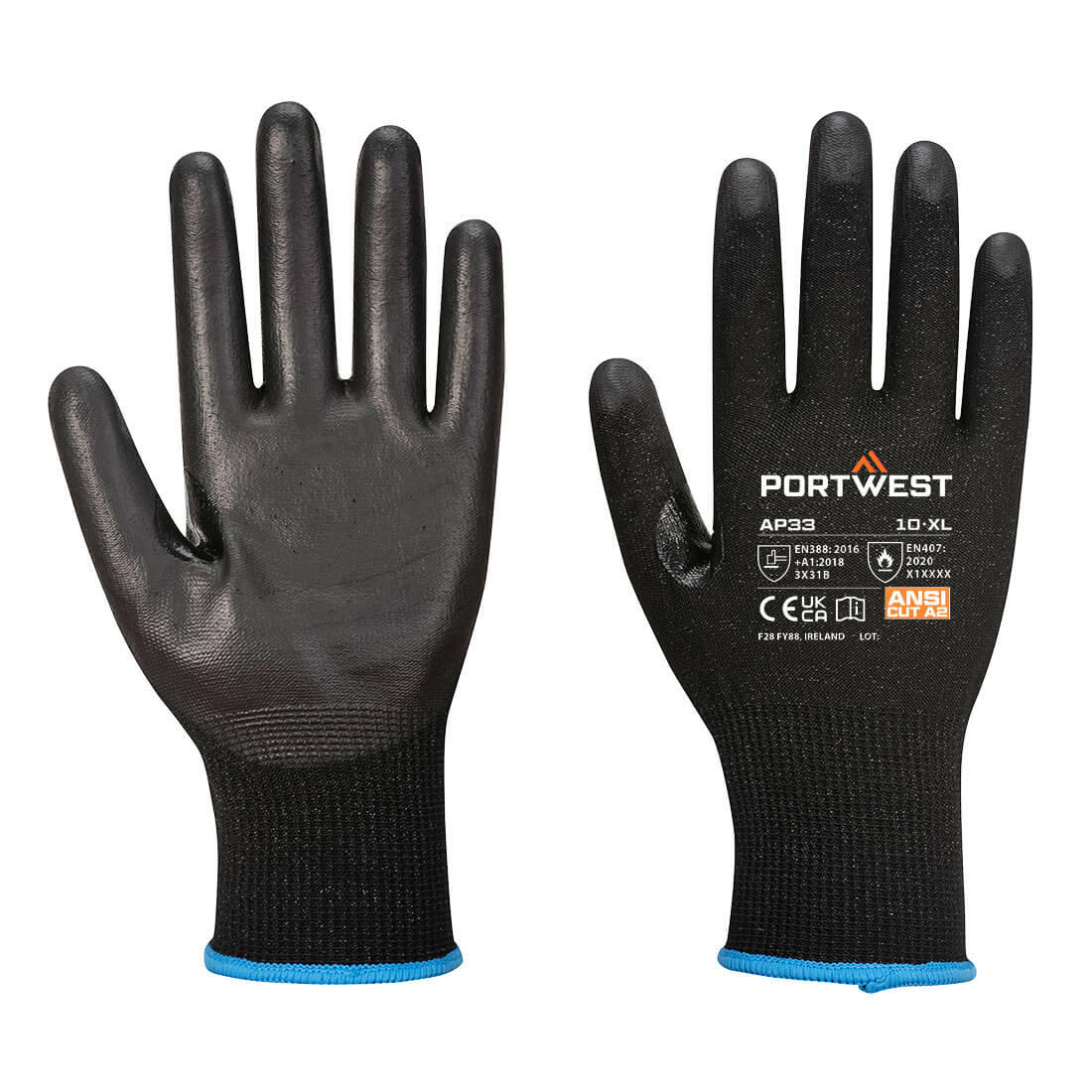 Portwest AP33 LR15 PU Touchscreen Glove Black