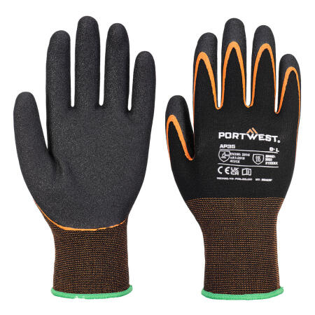 AP35 Grip 15 Nitrile Double Palm Glove Black/Orange
