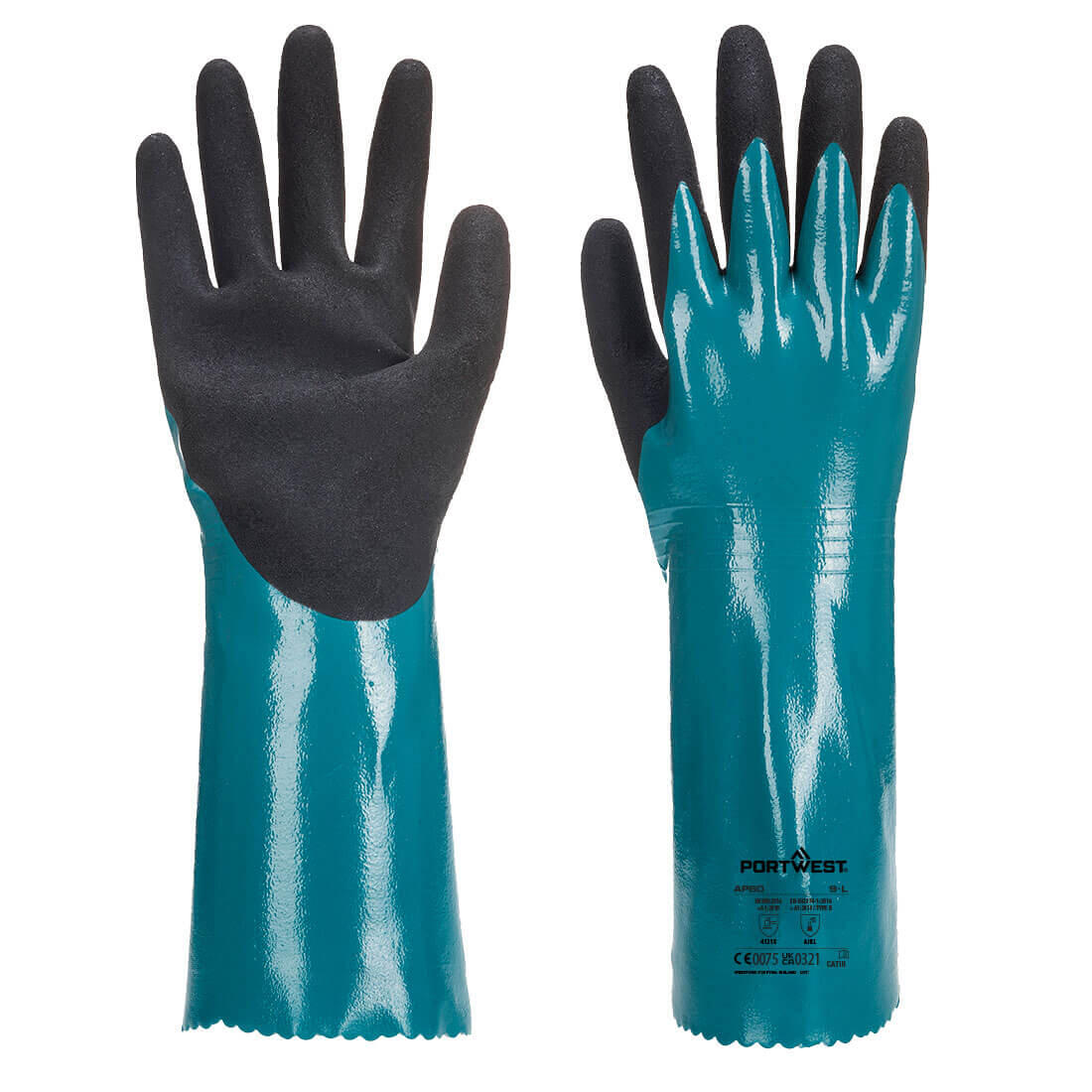 AP60 Chem 300 Nitrile Sandy Double Dipped Gauntlet Blue/Black