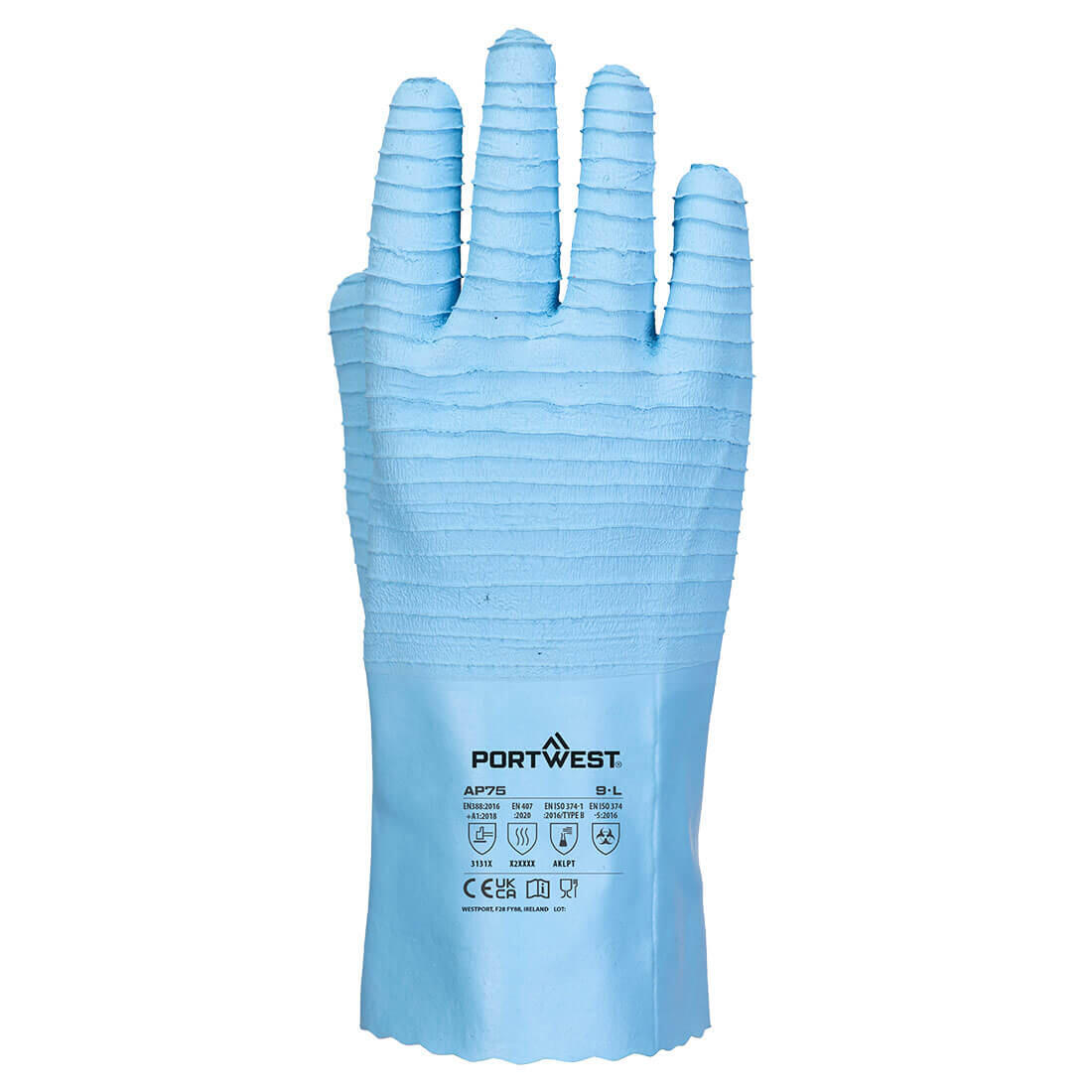 AP75 FD Chemical B Latex Gauntlet Blue - Image 2