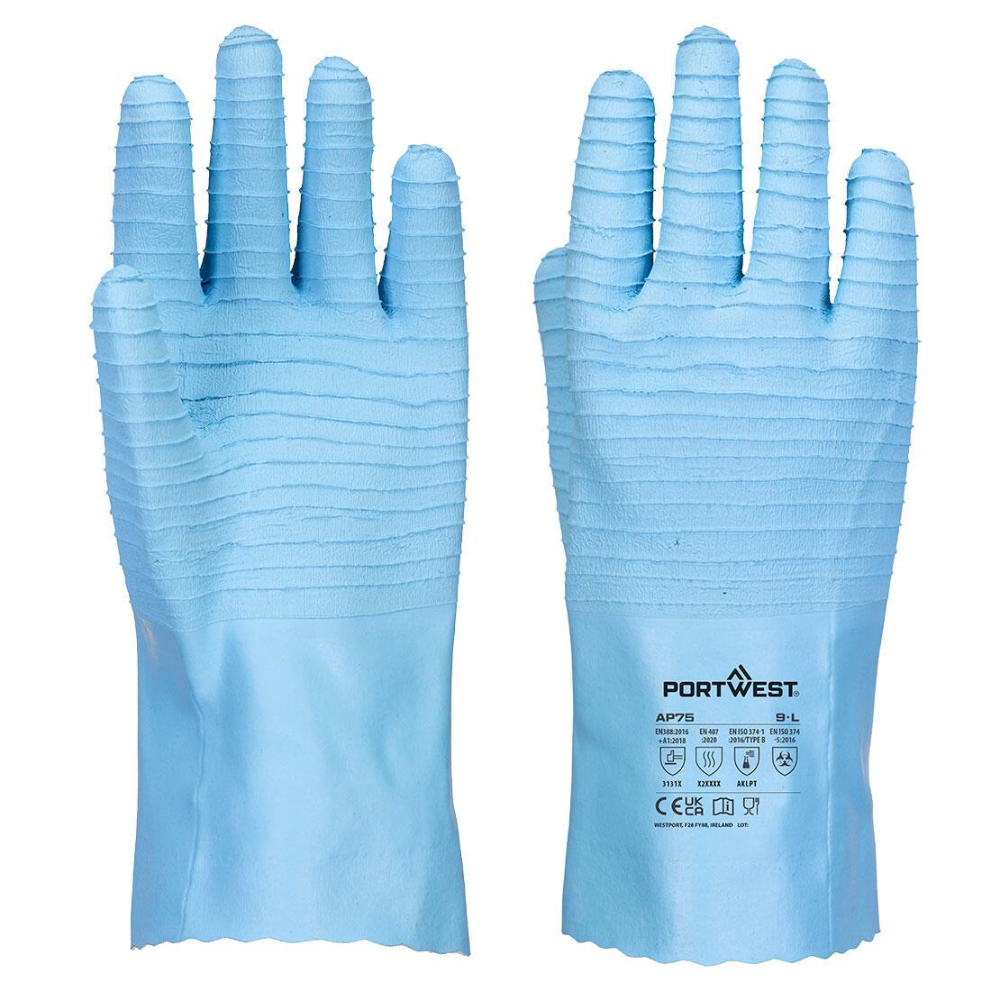 AP75 FD Chemical B Latex Gauntlet Blue