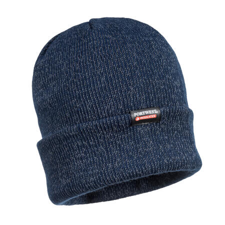 Portwest B026 Insulated Knit Reflective Yarn Beanie Navy