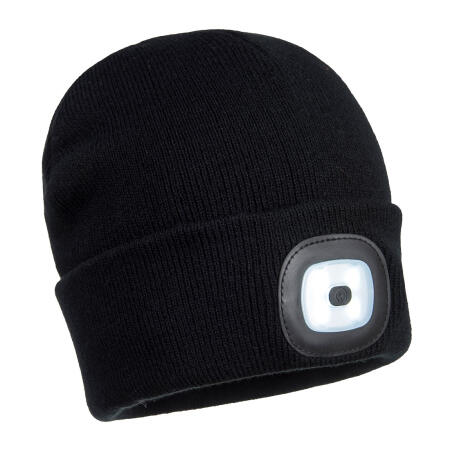 Portwest B028 Rechargeable Twin LED Beanie Black