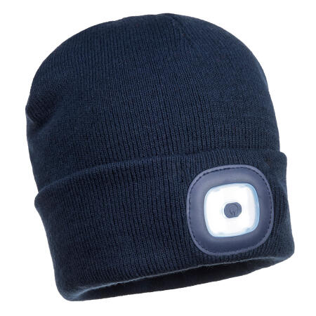 B028 Rechargeable Twin LED Beanie Navy