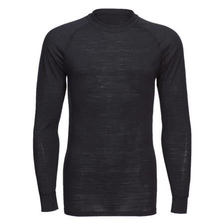 B183 Merino Wool Crewneck Baselayer Top Black