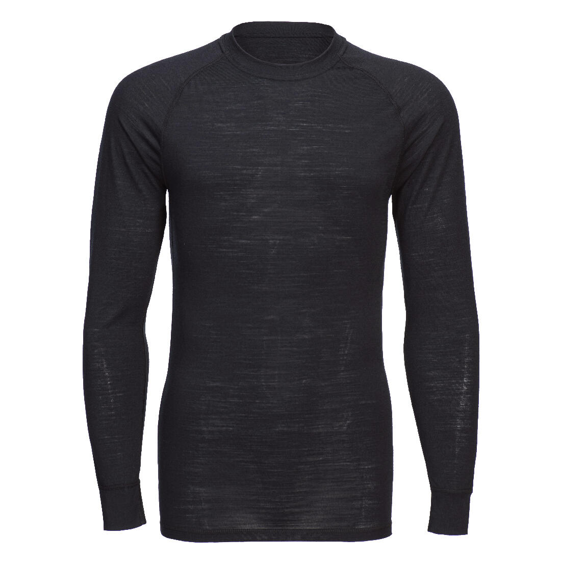 B183 Merino Wool Crewneck Baselayer Top Black