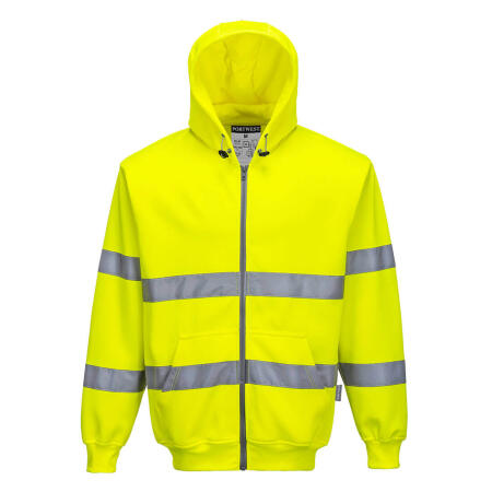 B305 Hi-Vis Zipped Hoodie Yellow
