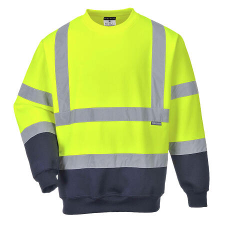 B306 Hi-Vis Contrast Sweatshirt Yellow/Navy