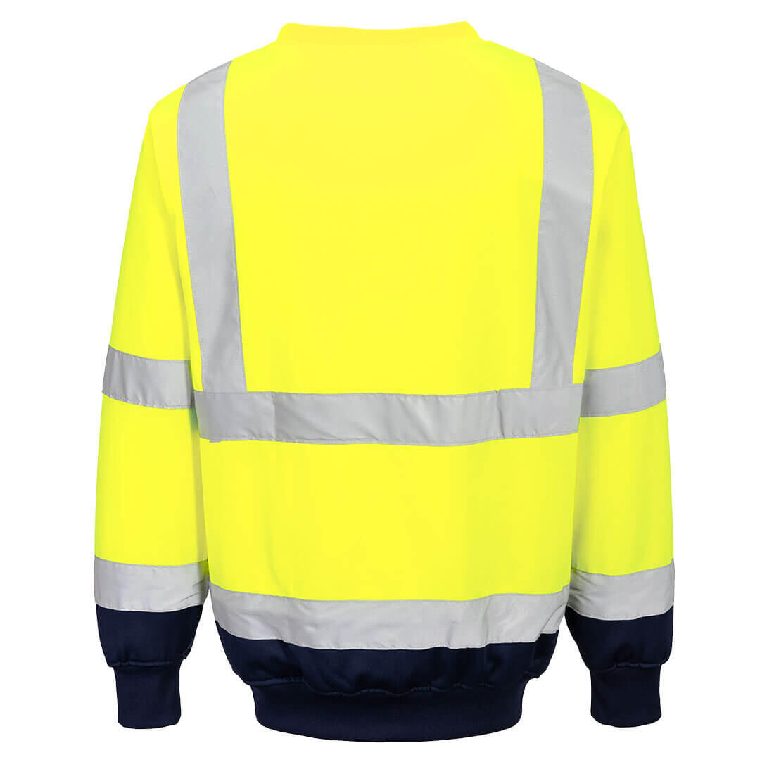 B306 Hi-Vis Contrast Sweatshirt Yellow/Navy - Image 2