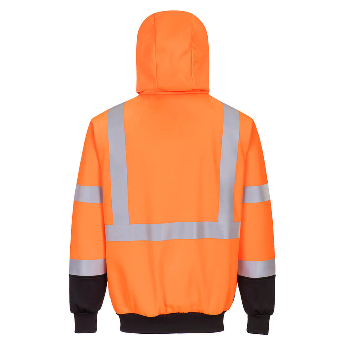 B315 Hi-Vis Contrast Zipped Hoodie Orange/Black - Image 2