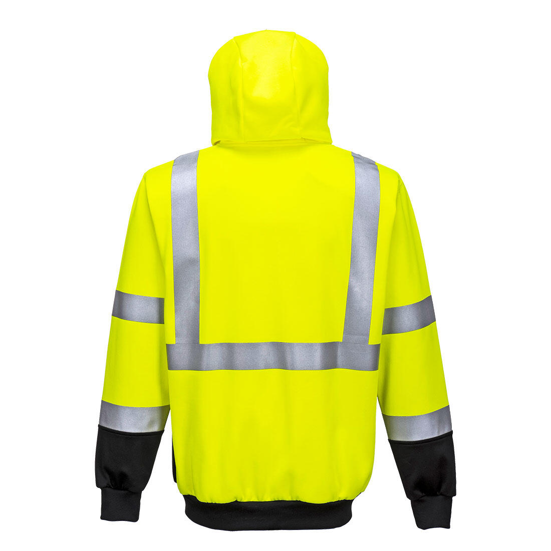 B315 Hi-Vis Contrast Zipped Hoodie Yellow/Black - Image 2