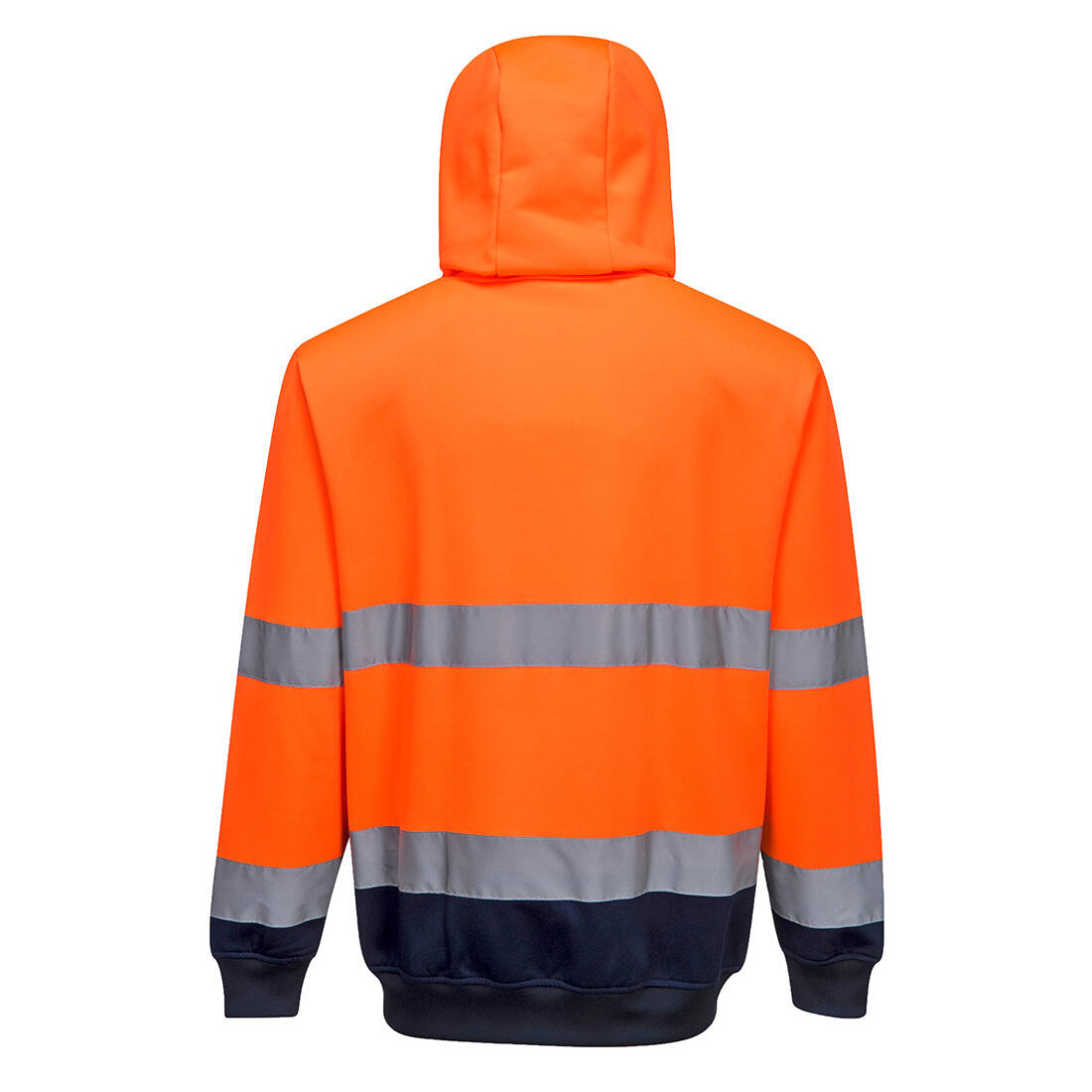 B317 Hi-Vis Contrast Zipped Hoodie Orange/Navy - Image 2