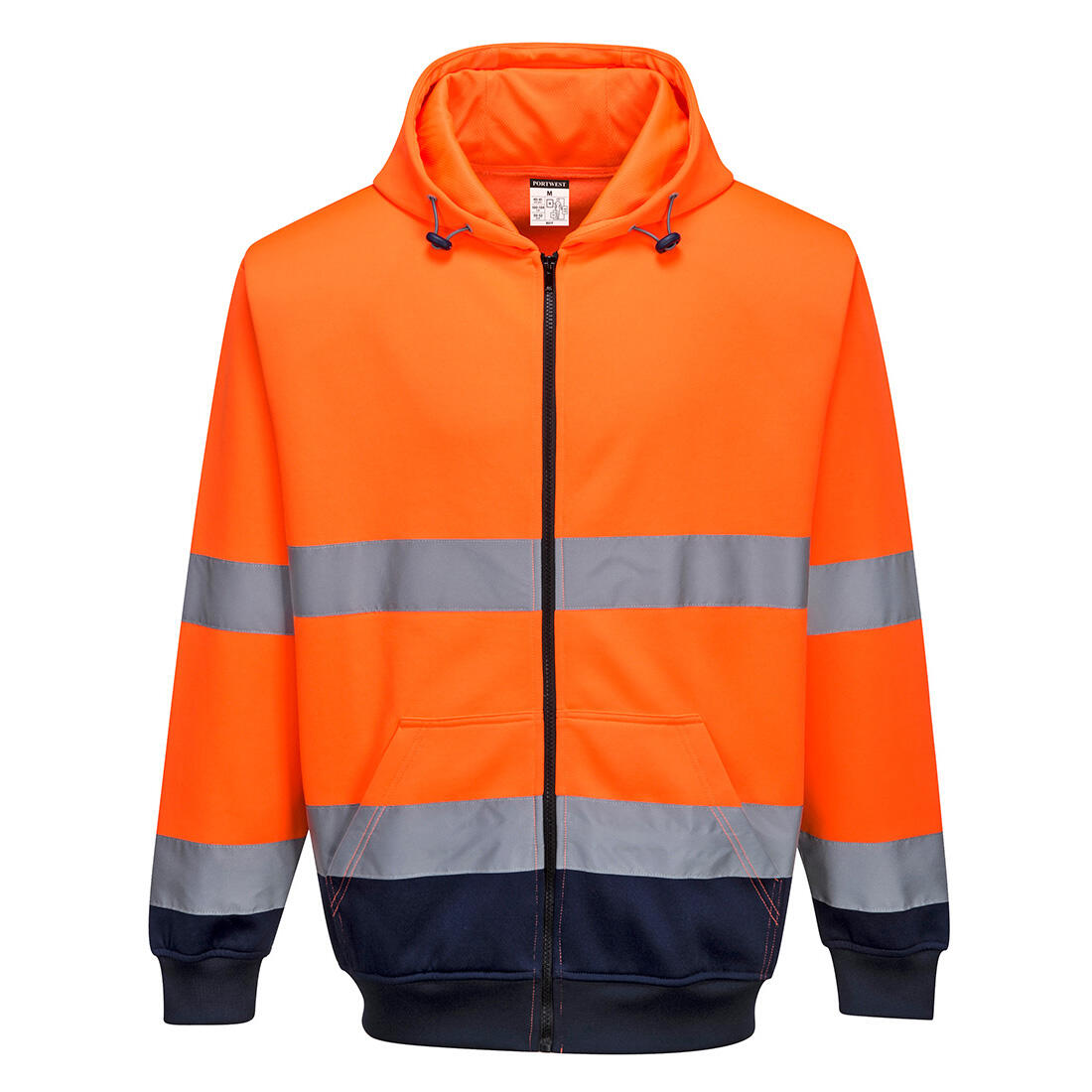 B317 Hi-Vis Contrast Zipped Hoodie Orange/Navy
