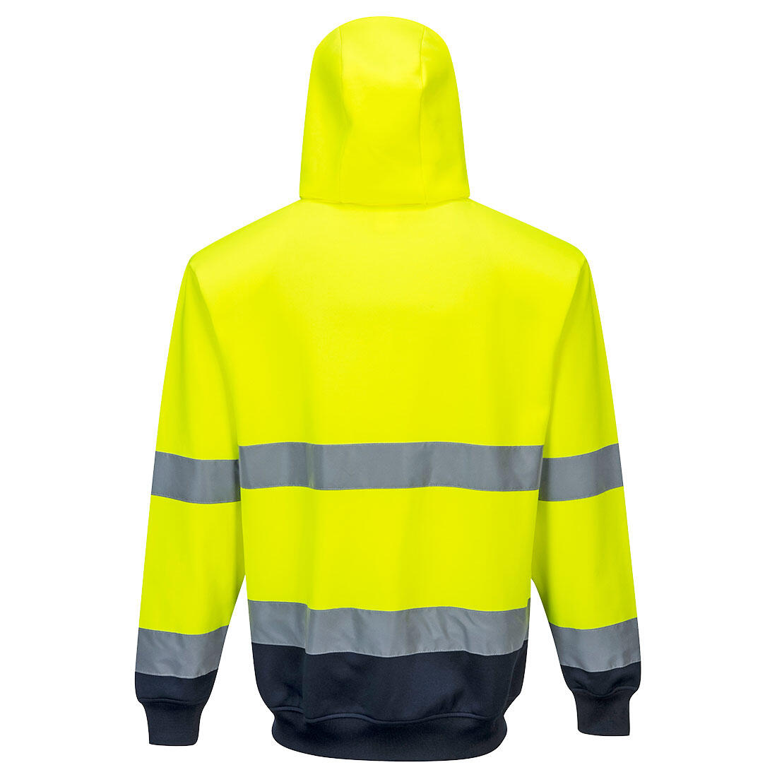 B317 Hi-Vis Contrast Zipped Hoodie Yellow/Navy - Image 2