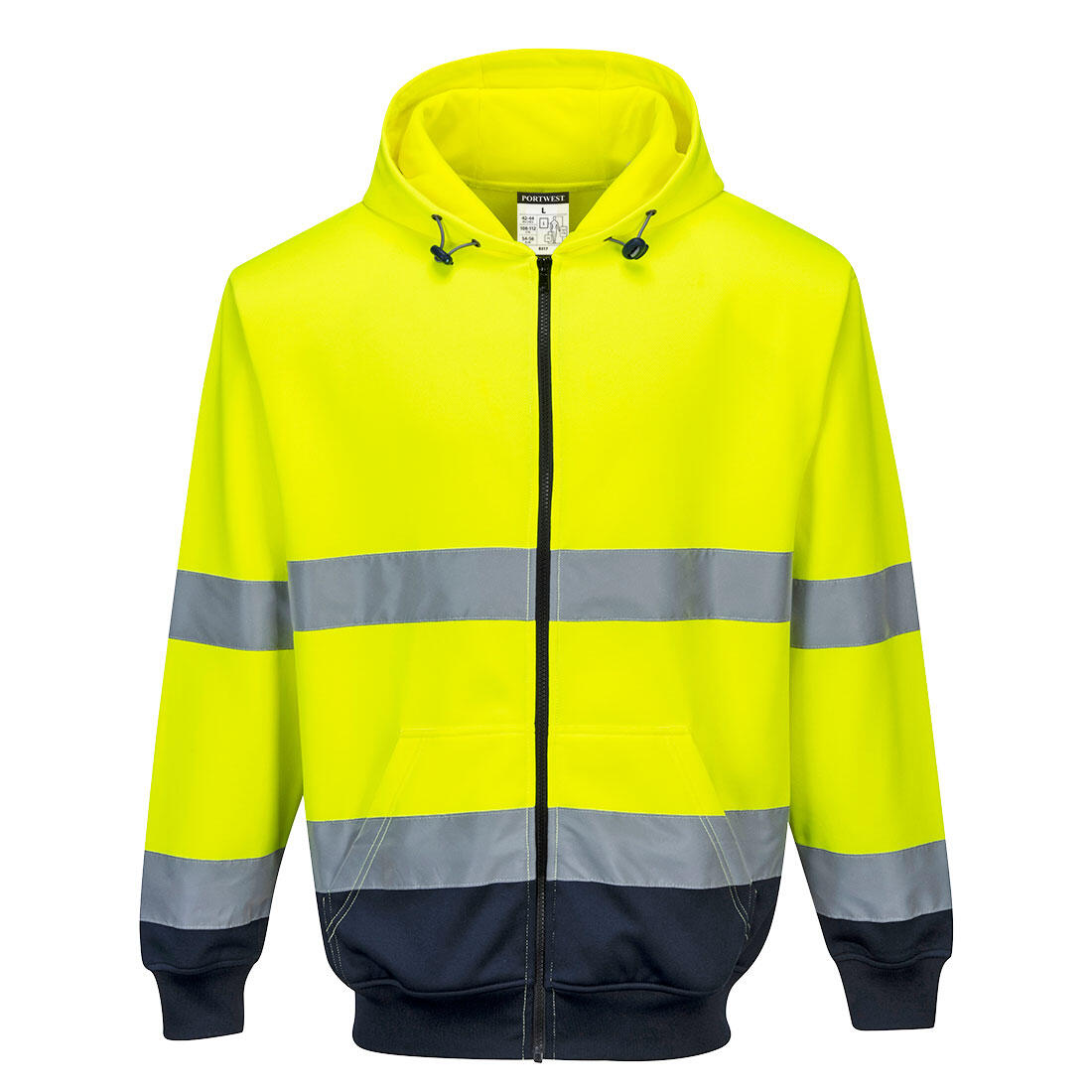 B317 Hi-Vis Contrast Zipped Hoodie Yellow/Navy