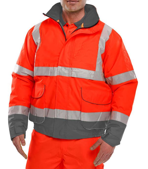 Beeswift Two-Tone Hi-Vis Bomber Jacket Red/Grey