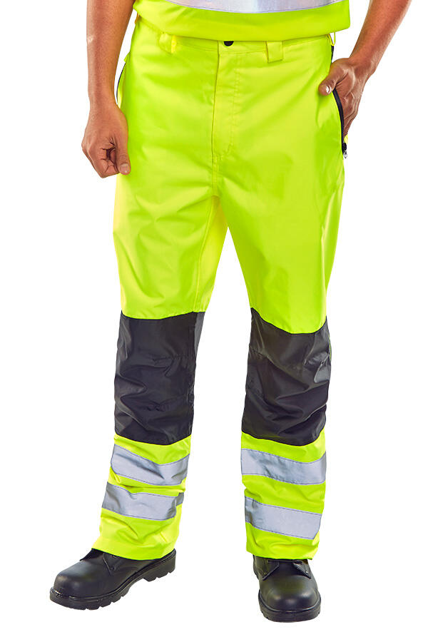 Beeswift Two-Tone Hi-Vis Waterproof Trousers Saturn Yellow
