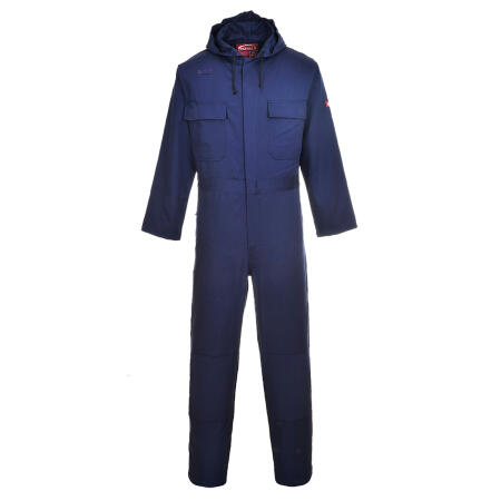 Portwest BIZ6 Bizweld Work FR Hooded Coverall Navy