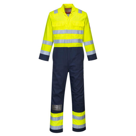 BIZ7 Bizflame Work Hi-Vis Contrast FR Coverall Yellow/Navy