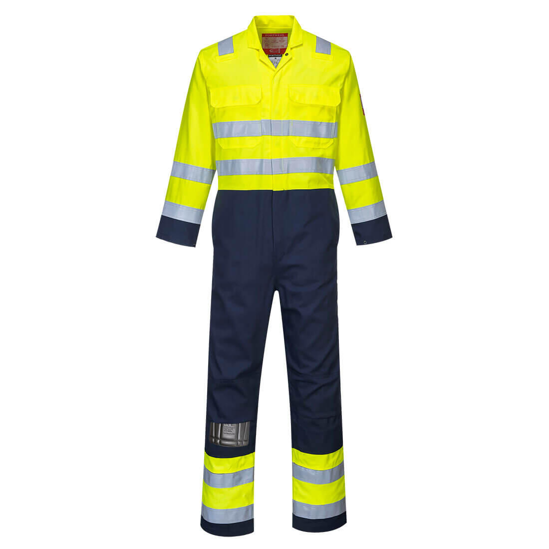 BIZ7 Bizflame Work Hi-Vis Contrast FR Coverall Yellow/Navy
