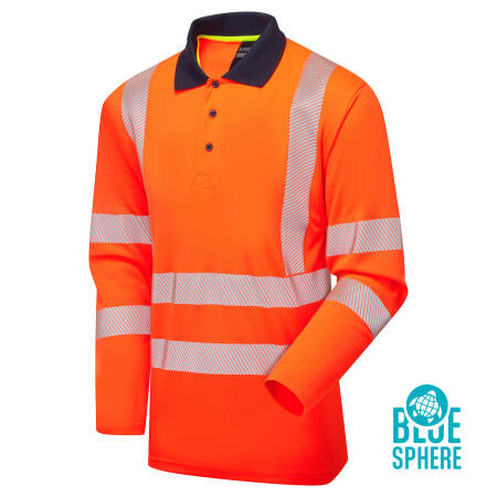Supertouch Blue Sphere Orange  Essentials Hi-Vis Eco CoolMax Orange Long Sleeve Polo