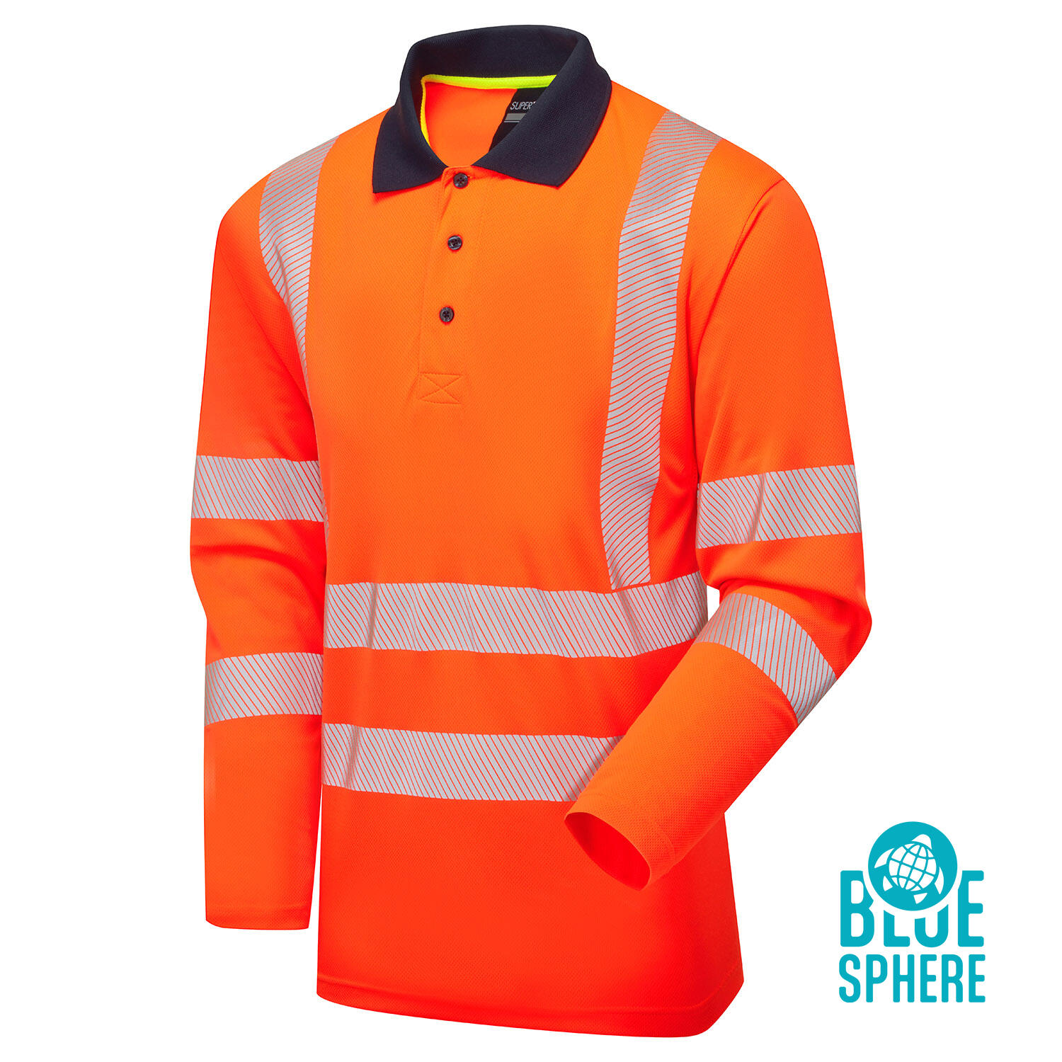 Supertouch Blue Sphere Orange Essentials Hi-Vis Eco CoolMax Orange Long Sleeve Polo