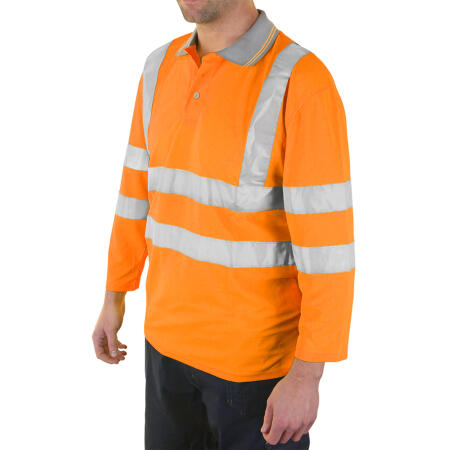 Beeswift Plant Operators Hi-Vis Three Quarter Sleeve Polo Shirt Orange