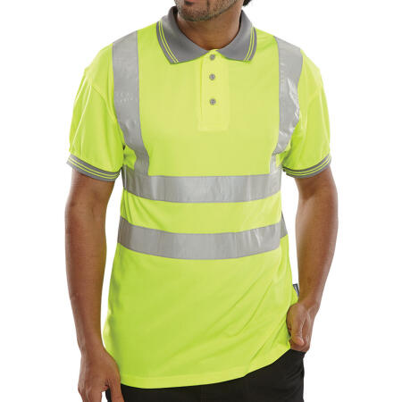 Beeswift Short Sleeve Hi-Vis Polo Shirt Saturn Yellow