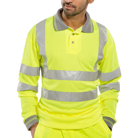 Beeswift Long Sleeve Hi-Vis Polo Shirt  Saturn Yellow