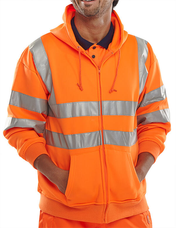 Beeswift Essential Hi-Vis Zipped Hoodie Orange